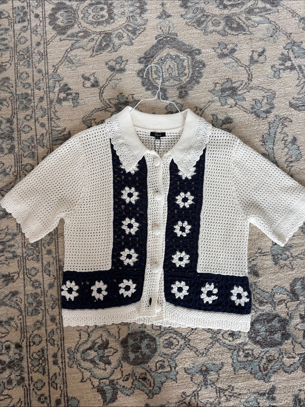 Rails Milan Navy Crochet Daisies Cardigan
